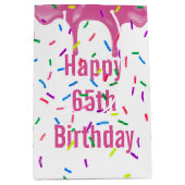 65e verjaardag prins op roze ijsvorming medium cadeauzakje (Voorkant)