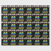 65e verjaardag: Regenboog "65"; Aangepaste foto's  Cadeaupapier (Vlak)