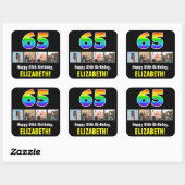 65e verjaardag: Regenboog "65"; Aangepaste foto's Vierkante Sticker (Vel)