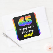 65e verjaardag: Regenboogspectrum # 65, Aangepaste Vierkante Sticker (Envelop)