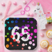 65e verjaardag RegenboogStippen op zwart Papieren Bordje (Feest)