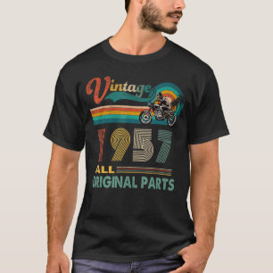 65e Verjaardag Retro Motorfiets geboren 1957 T-shirt