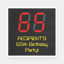 65e verjaardag: Rode digitale klokstijl "65" + naa Servet