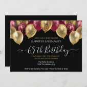 65e verjaardag Rode en gouduitnodiging Kaart (Voorkant / Achterkant)