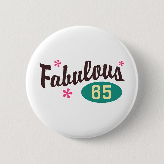 65e verjaardag ronde button 5,7 cm (Voorkant)