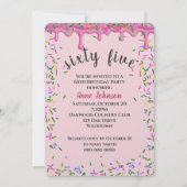 65e verjaardag roze ijsjes en strooisel kaart (Voorkant)