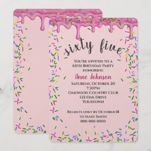 65e verjaardag roze ijsjes en strooisel kaart