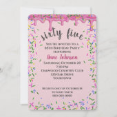 65e verjaardag roze ijsjes en strooisel kaart (Voorkant)