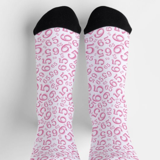 65e verjaardag Roze Random Number Pattern Sokken (Top)
