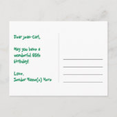 65e verjaardag: Roze strepen & harten, Regenboog 6 Briefkaart (Achterkant)