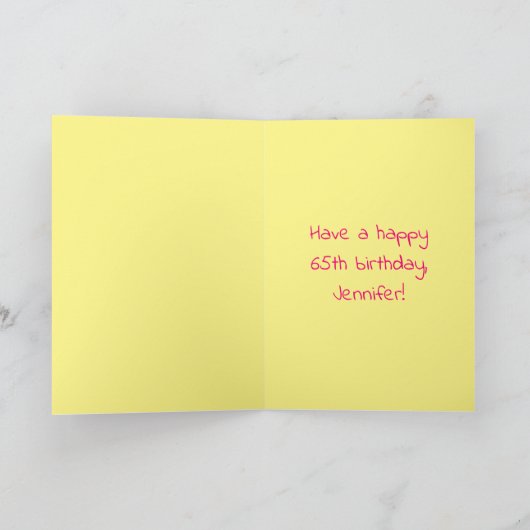 65e verjaardag: roze strips & harten, regenboognr. kaart (Binnen)