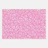 65e verjaardag Roze & Witte nummerpatroon 65 Inpakpapier Vel (Voorkant 2)