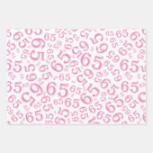 65e verjaardag Roze & Witte nummerpatroon 65 Inpakpapier Vel (Voorkant)