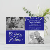 65e verjaardag saffier zilver glitters sterren kaart (Staand voorkant)