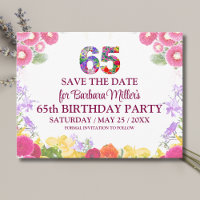 65e verjaardag Save the Date, Blush Bloom Bloemig