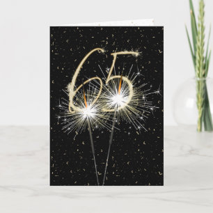 65e verjaardag Sparkler op zwart Kaart