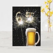 65e Verjaardag Sparklers Met Bier Mok Kaart (Gele Bloem)