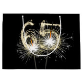 65e verjaardag Sparklers op zwart Groot Cadeauzakje (Voorkant)