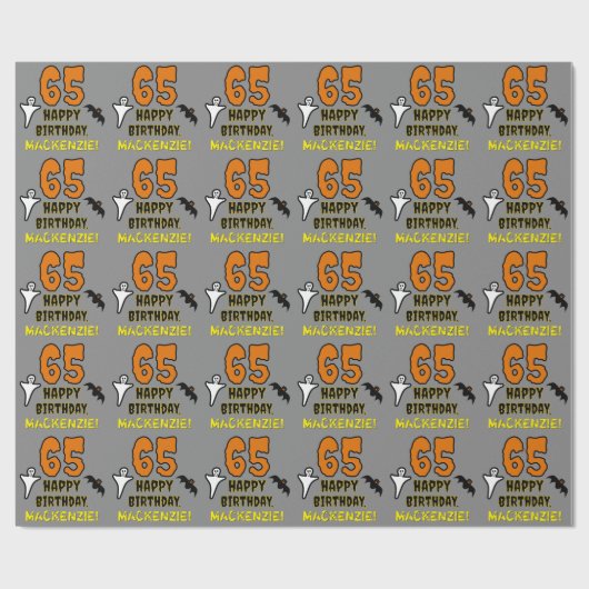 65e verjaardag: Spooky Halloween Thema, aangepaste Cadeaupapier (Vlak)