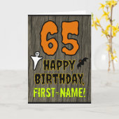 65e verjaardag: Spooky Halloween Thema, aangepaste Kaart (Gele Bloem)