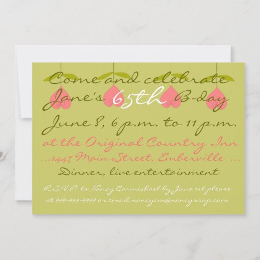 65e verjaardag Uitnodiging (Achterkant)