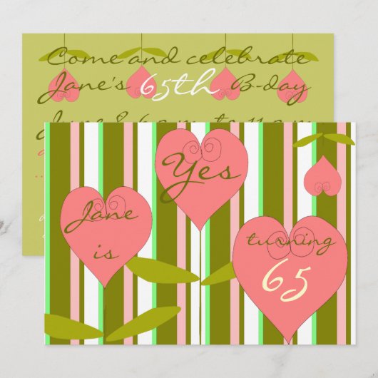 65e verjaardag Uitnodiging (Voorkant / Achterkant)