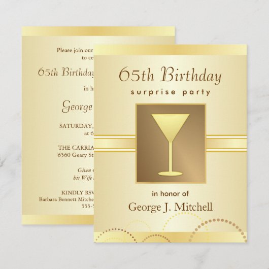 65e verjaardag Uitnodigingen van de Verzekeringspa (Voorkant / Achterkant)