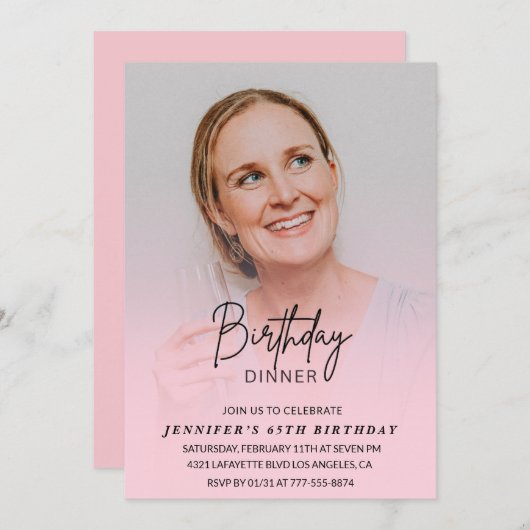 65e verjaardag uitnodigingen Verjaardag Diner Foto (Voorkant / Achterkant)