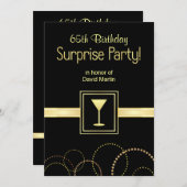 65e verjaardag Uitnodigingen voor een verrassingsd (Voorkant / Achterkant)