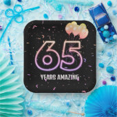 65e verjaardag van de ballonnen en Confetti Papieren Bordje (Feest)