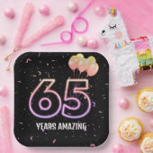 65e verjaardag van de ballonnen en Confetti Papieren Bordje (Feest)