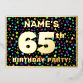 65e verjaardag van de geboorte - Fun, kleurrijk st Folie Uitnodiging (Voorkant)