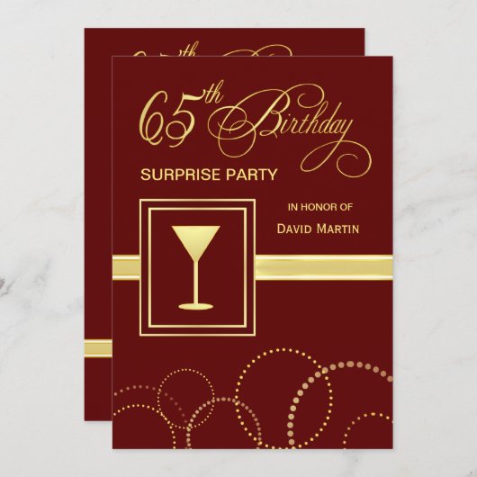 65e verjaardag van de uitnodiging van de Birthday  (Voorkant / Achterkant)