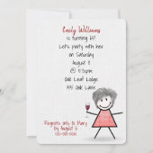 65e verjaardag van het meisje met wijn kaart (Voorkant)