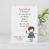 65e verjaardag van het meisje met wijn kaart (Staand voorkant)