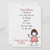 65e verjaardag van het meisje met wijn kaart (Voorkant)