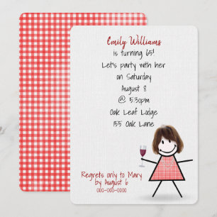 65e verjaardag van het meisje met wijn kaart