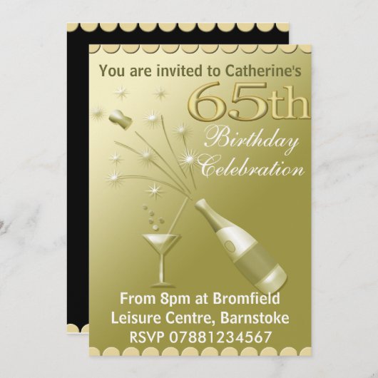 65e verjaardag van uitnodigingen van de partij - G (Voorkant / Achterkant)