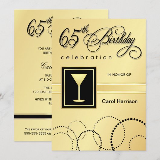 65e verjaardag van uitnodigingen van de Partij voo (Voorkant / Achterkant)