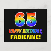 65e verjaardag: Vet, Leuk, Eenvoudig, Regenboog 65 Briefkaart (Voorkant)