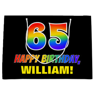 65e verjaardag: Vet, Leuk, Eenvoudig, Regenboog 65 Groot Cadeauzakje