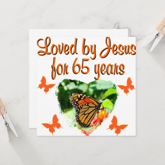 65E VERJAARDAG VLINDER KAART (Voorkant / Achterkant in situ)