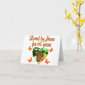 65E VERJAARDAG VLINDER KAART (Gele Bloem)