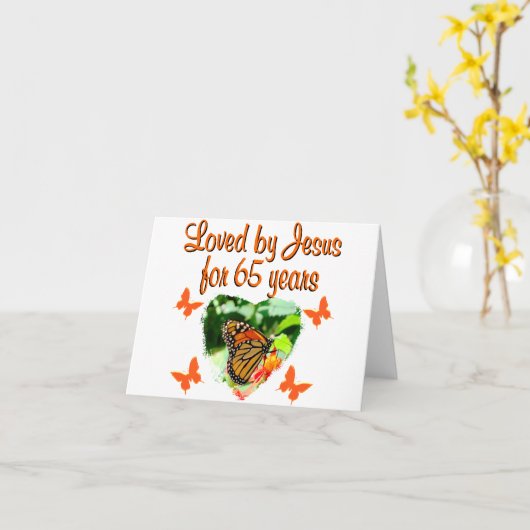 65E VERJAARDAG VLINDER KAART (Gele Bloem)