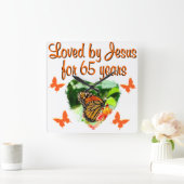 65E VERJAARDAG VLINDER VIERKANTE KLOK (Huis)