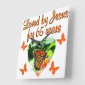 65E VERJAARDAG VLINDER VIERKANTE KLOK (Hoek)