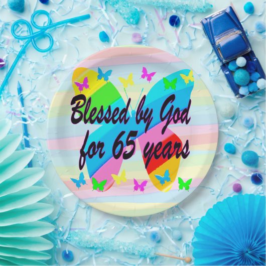 65E VERJAARDAG VLINDERPAPIER BORDEN PAPIEREN BORDJE (Feest)