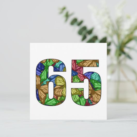 65e verjaardag vlinders kaart (Staand voorkant)