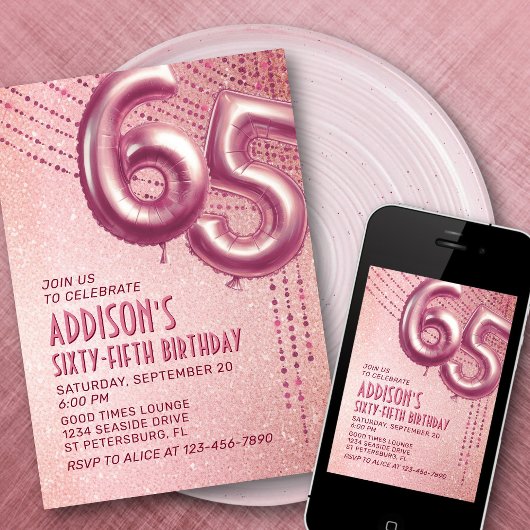 65e verjaardag vrouwen Roos Kaart