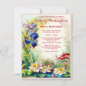 65e verjaardag  Waterlelies en Iris Flowers Kaart (Achterkant)